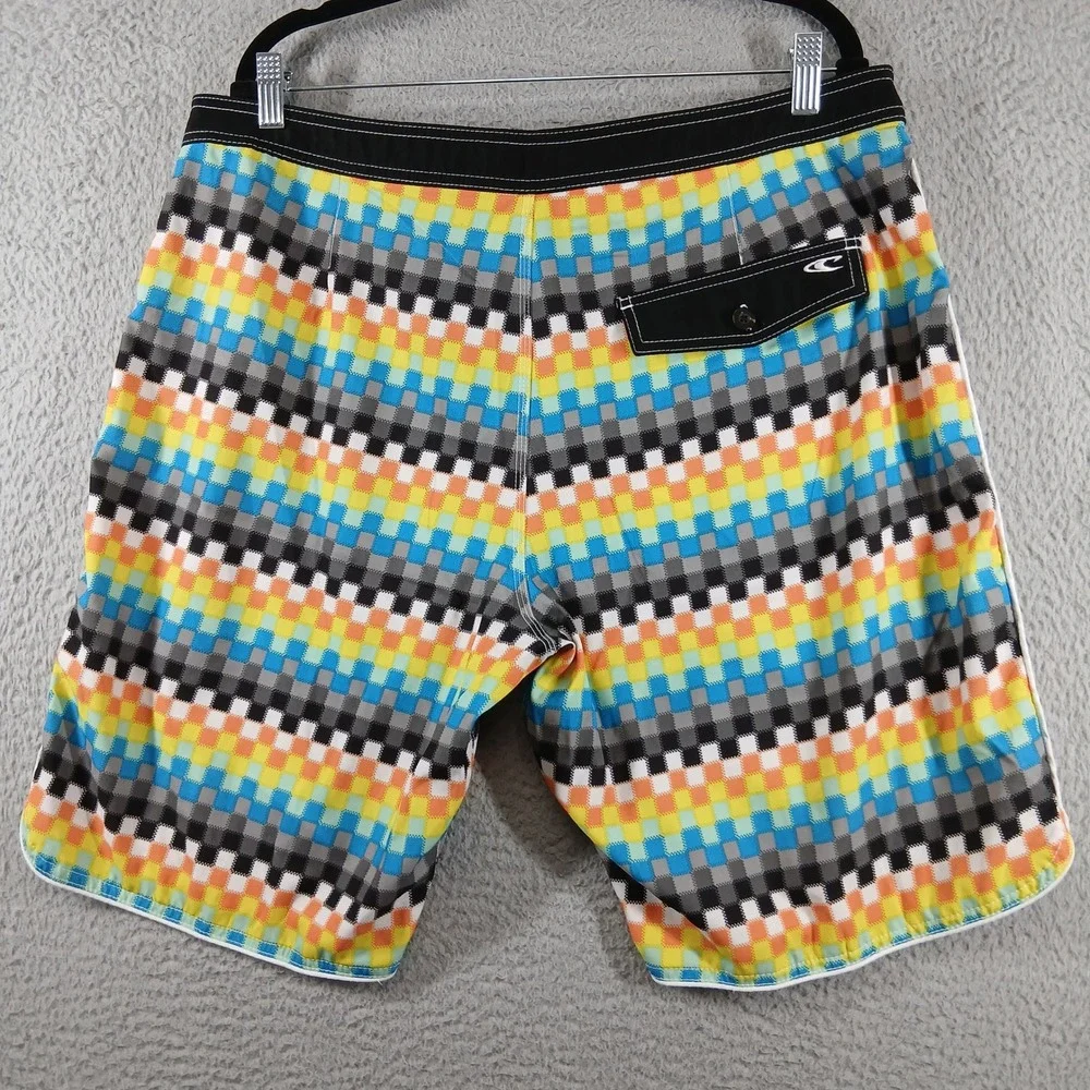 O'Neill Boardshorts‎ Mens 38 Multi-color Checkered Swim Trunks EUC